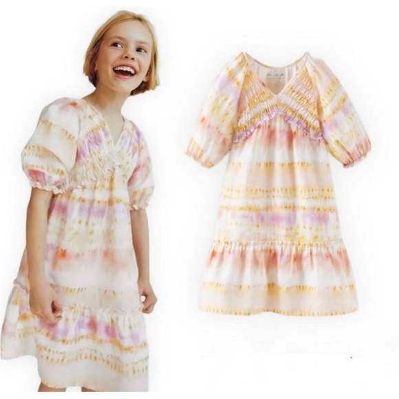 Zara | Girls Tie Dye Linen Blend Dress | 7 - Picture 1 of 4